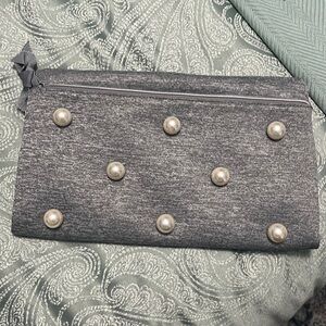 Gray zipper clutch